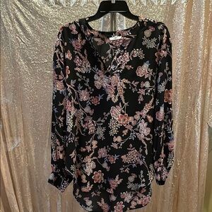 Maurices Black Floral Blouse